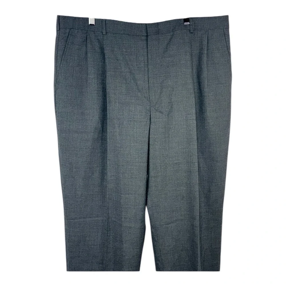 New VTG Lands End Men's 42‎ L Charcoal Heather Wool Dress Pants Pleated Unhemmed